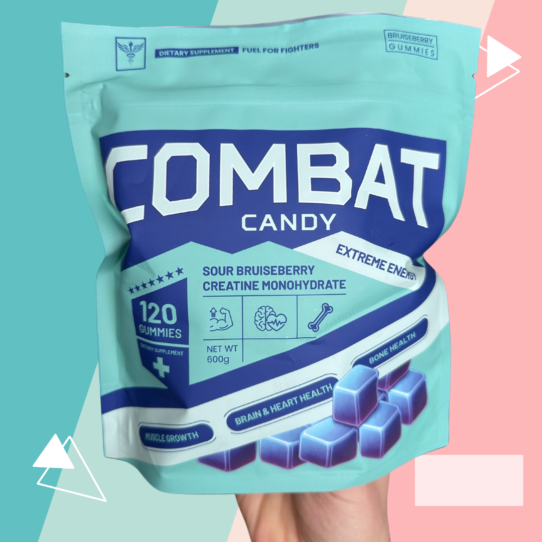 Combat Candy Sour Bruiseberry Creatine Gummies - 3 Month Supply - 360 Count - Delicious Creatine