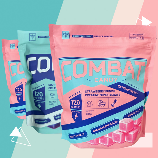 Combat Candy Variety Pack - 3 Month Supply (1 Sour Bruiseberry, 2 Strawberry Punch) - 360 Count - Delicious Creatine