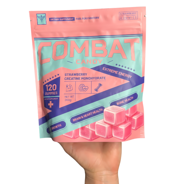 Combat Candy Variety Pack - 3 Month Supply (1 Sour Bruiseberry, 2 Strawberry Punch) - 360 Count - Delicious Creatine