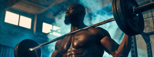 a muscular athlete lifting heavy weights in a gym, showcasing the potential muscle gain effects of creatine supplementation.