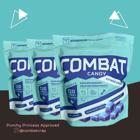 Combat Candy Sour Bruiseberry Creatine Gummies - 3 Month Supply - 360 Count - Delicious Creatine